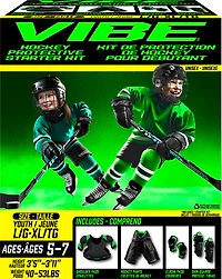 VIBE Hockey Youth Equipment 6 Piece Starter Set – Shoulder Pads, Elbow Pads, Hockey Pants & Shin Guards – Large/Extra-Large Ages 5-7