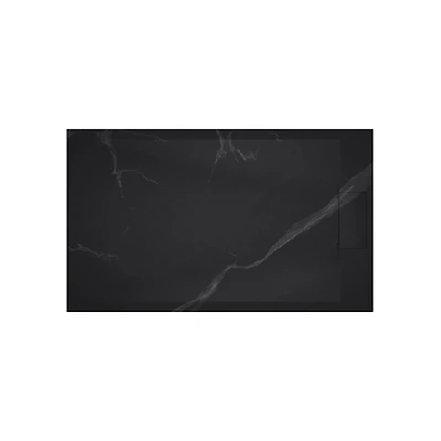 Emberveil Base de douche SMC noir marbre 36 po x 60 po – Profil bas, texture pierre antidérapante avec drain latéral