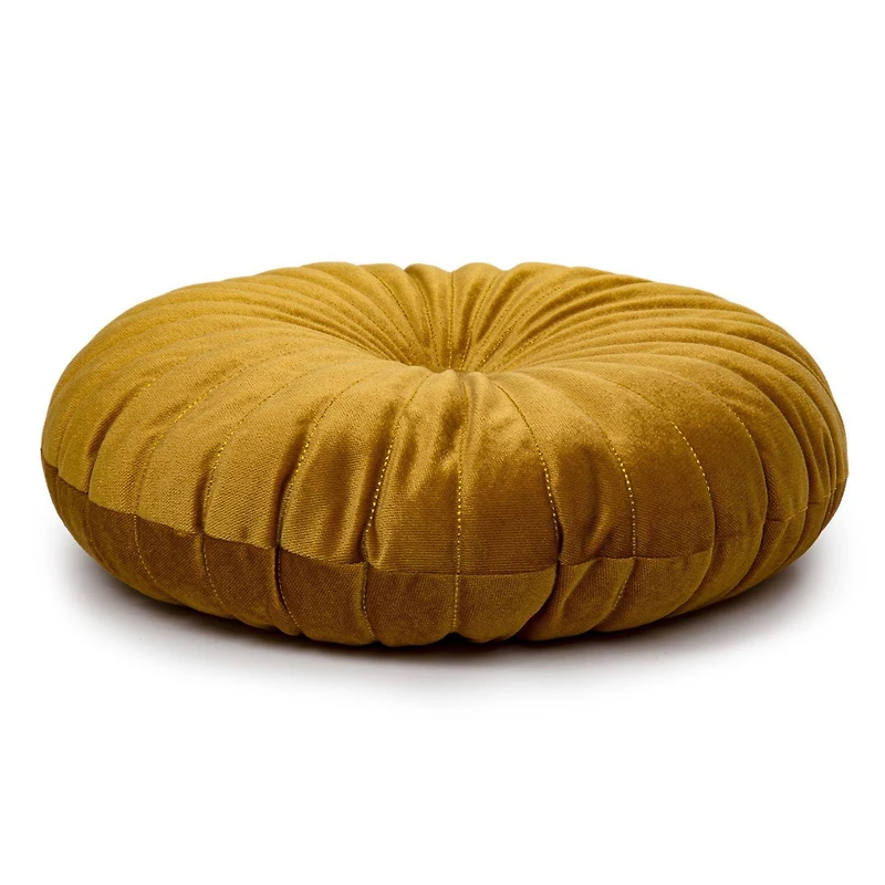 Truu Design Coussin décoratif rond en faux velours