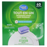 Great Value All-In-One Dishwasher Detergent, 60 Tabs / 1.02 kg