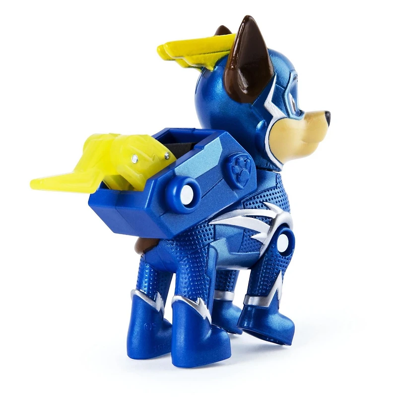 PAW Patrol, Mighty Pups Super PAWs, Figurine Chase avec sac à dos transformable, pour les enfants à partir de 3 ans