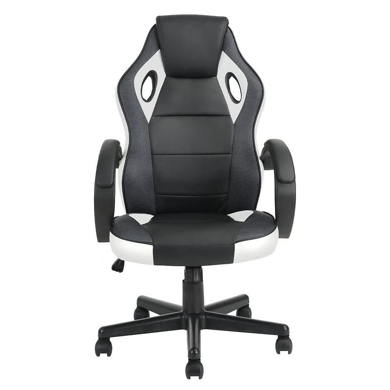 Homylin Chaise de jeu en similicuir avec dossier haut, pivotante, à roulettes, style racing, chaise de bureau exécutive, chaise de jeu vidéo réglable