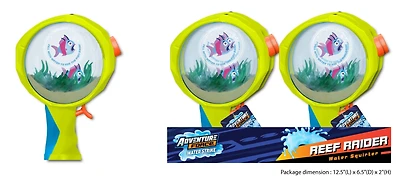 Adventure Force Reef Raider Poisson Magique Flottant, Lanceur d’Eau à Piston, Tire jusqu’à 7,6 m (25 pi), Poisson Coloré dans Réservoir Transparent, Jouet de Bain ou d’Extérieur pour Enfants, 4 ans et