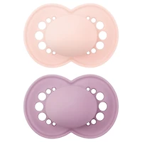 MAM Original Matte Pacifier (2 pack, 1 Sterilizing Pacifier Case), Pacifiers 6 Plus Months, Baby Girl Pacifier, Best Pacifiers for Breastfed Babies, Sterilizing Storage Case
