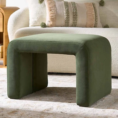 Better Homes & Gardens Juliette Velvet Pouf, Olive
