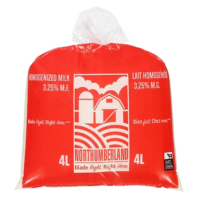 Northumberland Homogenized 3.25% Milk, 4 L Bag