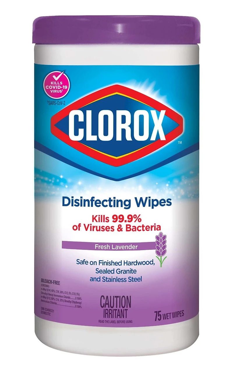 Serviettes désinfectantes Clorox®, fraîcheur lavande, boîte de 75 75 unités