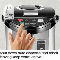 Chefman 5.3 Liter Electric Hot Water Pot with Safety Lock - Stainless Steel, New, 5.3 Liter Hot Water Dispenser