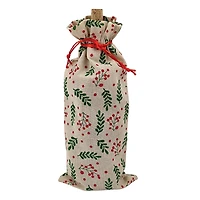 Holiday Time 3 Count Fabric Bags with Drawstring 6" by 14" for Xmas Package Storage