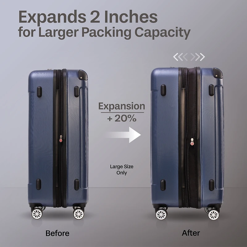 Ensemble de Valises Rigides Jetstream Aera 3 pièces : Valise Grande taille de 28 pouces, valise moyenne de 24 pouces et bagage à main. Valises de Voyage avec roues pivotantes : Deux Grandes Valises et Un Bagage cabine