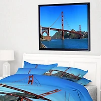 Design Art Golden Gate Bridge under Blue Sky Framed Canvas Art Print