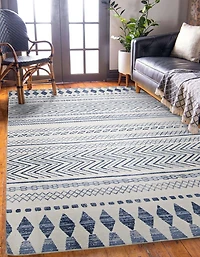 Outdoor Washable Marco Ivory & Blue 5' x 7' Area Rug
