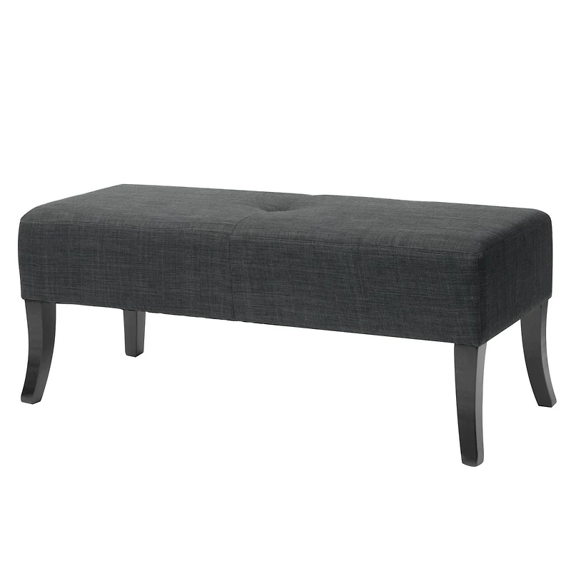 Banc d'intérieur rembourré en tissu CorLiving Antonio de 117 cm de large avec pieds en bois courbés, gris foncé