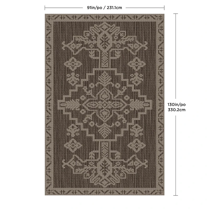 Tapis d'extérieur d'intérieur 7 pi 7 po x 10 pi 10 po, Metson, Sépia
