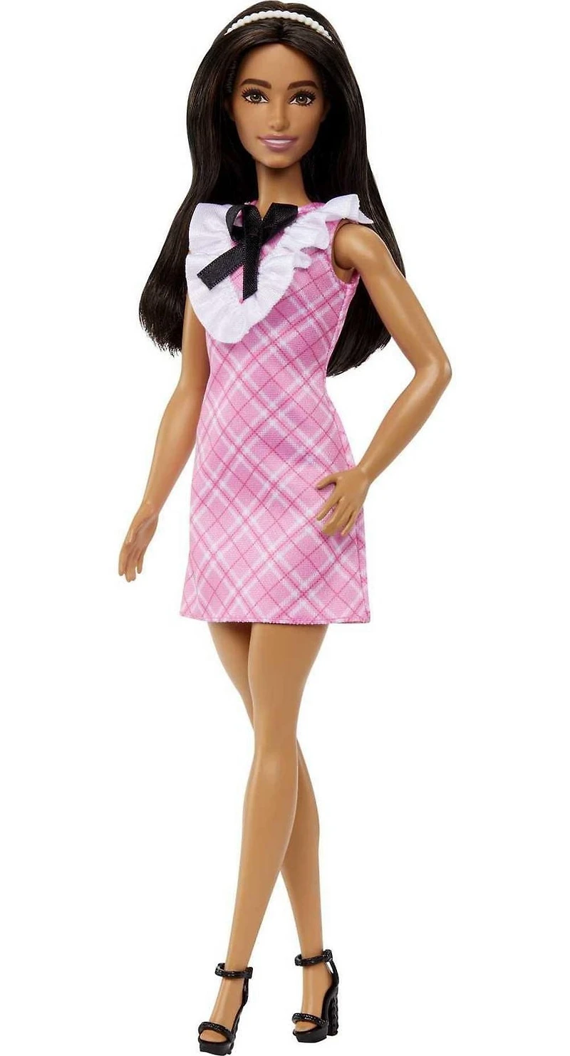 Barbie Fashionistas Doll #209 with Black Hair and a Plaid Dress, Ages 3+