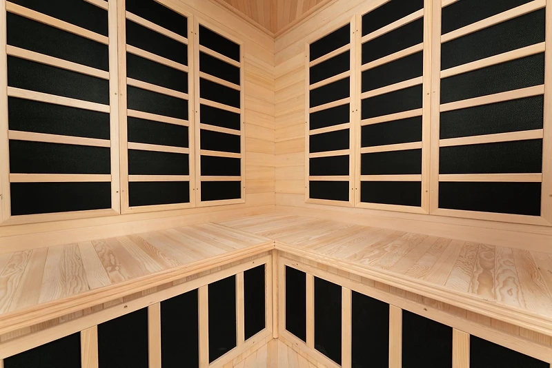 Sauna infrarouge lointain Blisspod pour 4 à 5 personnes, pruche de qualité supérieure, faible EMF, 12 radiateurs, coin, spacieux.