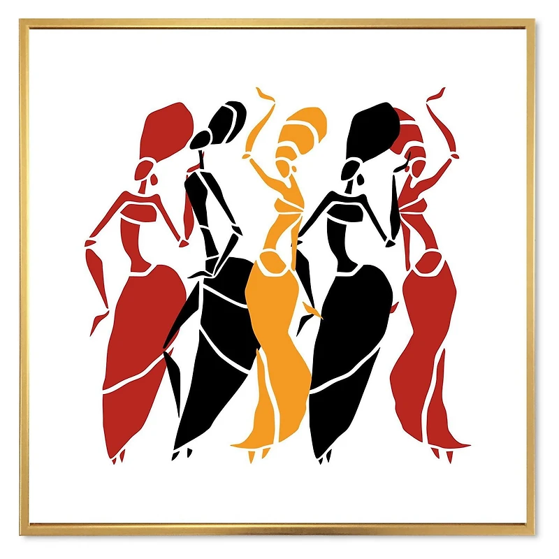 Designart Beautiful Dancers Afro American Silhouettes FLOAT FRAME WALL ART