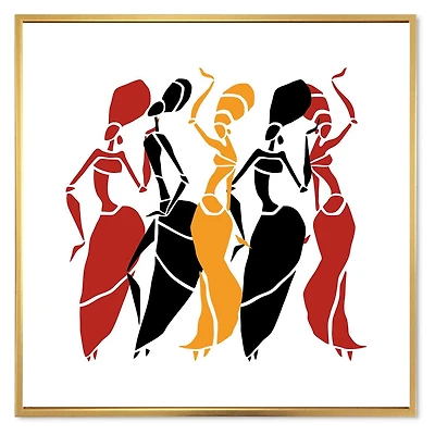Designart Beautiful Dancers Afro American Silhouettes FLOAT FRAME WALL ART