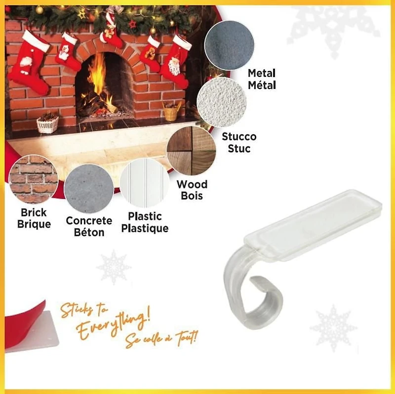 Simple Living Solution MaxPro Sticky Mantel Hooks 8 Clips en plastique adhésifs saisonniers à brins légers – Transparent F. avec toutes lumières