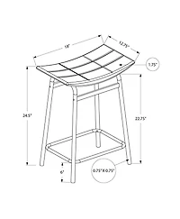 Monarch Specialties Barstool, Counter Height, Set Of 2, Kitchen, Black Leather Look, Black Metal, Contemporary, Modern