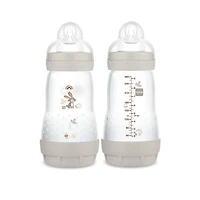 MAM Easy Start Anti-Colic Matte Baby Bottles, 2x9oz Bottles, Medium Flow Bottles with Silicone Nipple, Unisex Baby Bottles