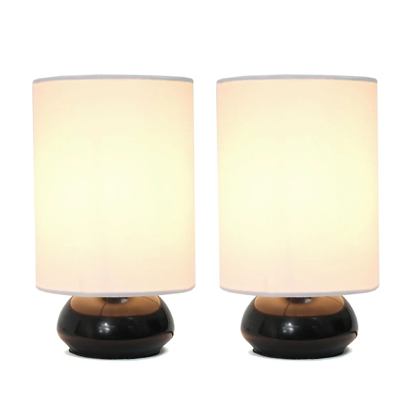 Ensemble de 2 lampes de table tactiles Simple Designs Gemini Colors avec abat-jour en tissu
