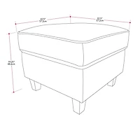 CorLiving Georgia Linen-Like Upholstered Square Ottoman with Wood Legs