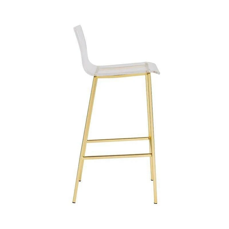Modern bar stool clear finish  With Golden Legs, Counter 26"H, Stool Chair ideal for Kitchen Island Counter.