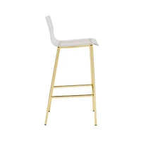 Modern bar stool clear finish  With Golden Legs, Counter 26"H, Stool Chair ideal for Kitchen Island Counter.