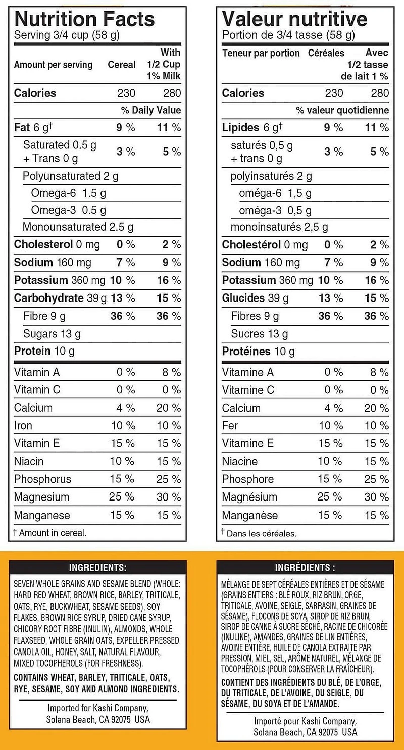 Kashi GOLEAN Honey Almond Flax Crunch Cereal, 400g, 400g