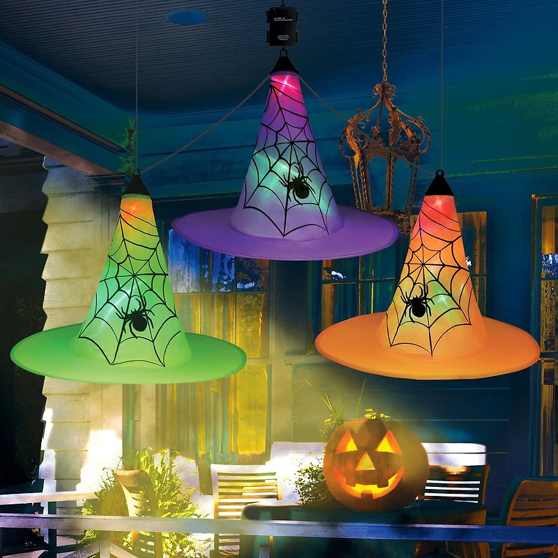 Chapeaux de sorcière suspendus aux couleurs changeantes – 3 pièces