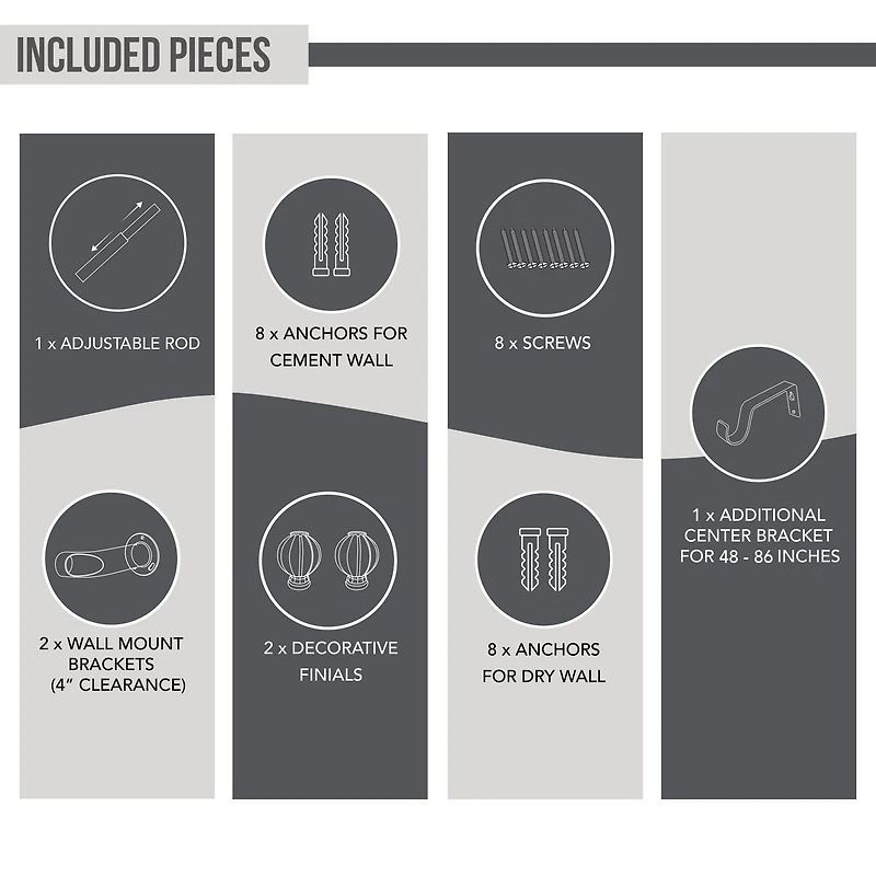 Brynn Blackout Grommet Curtain Rod 48" To 86" in Black