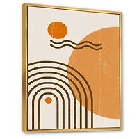 Designart Arc-en-ciel abstrait soleil et lune dans les tons de terre II ART MURAL À CADRE FLOTTÉ