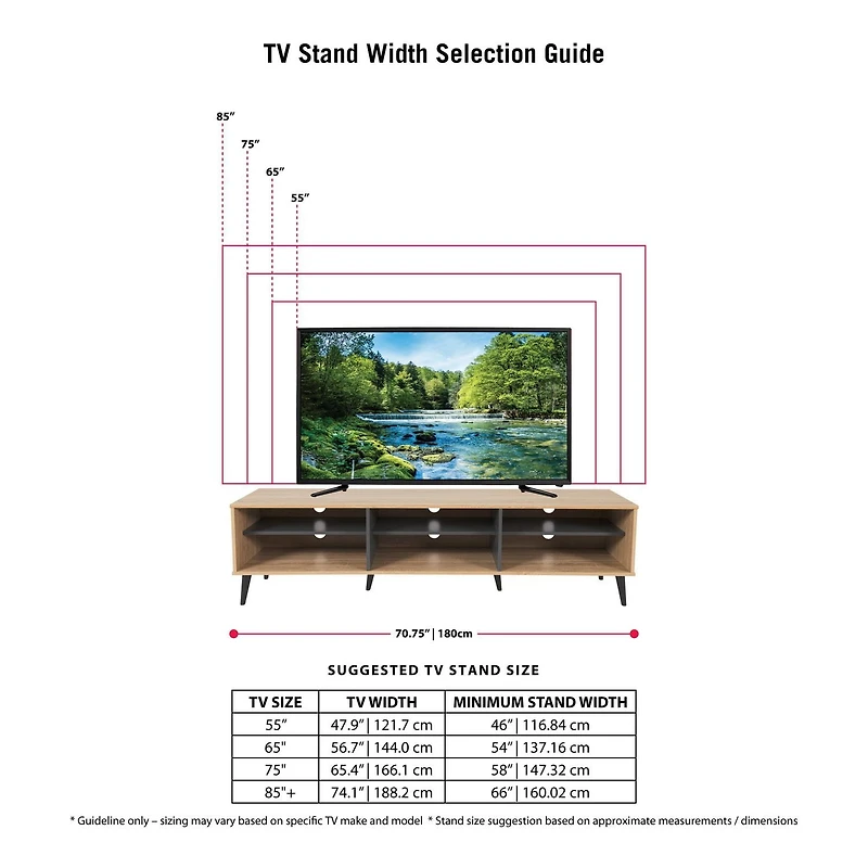 CorLiving Cole Modern Engineered Wood TV Stand with Open Shelves for Most TVs up to 85"