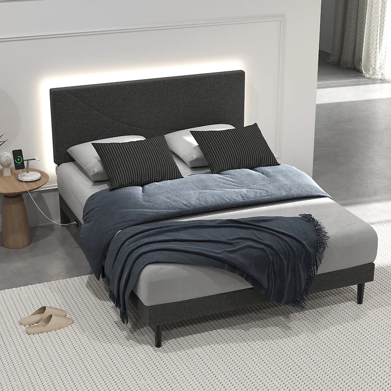 Ensemble de chambre à coucher avec lit queen-size Homy Casa et table pliante ajustable