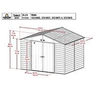 Arrow Select 10 x 8 x 8 ft Flute Grey Steel Storage Shed