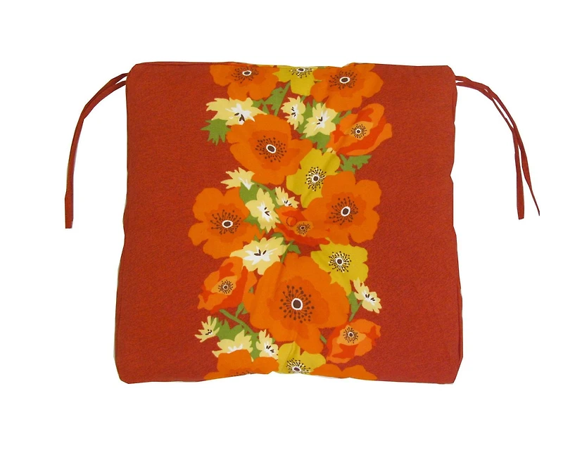 Coussin de siège de luxe Henryka à motif de fleuri rouge