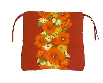 Coussin de siège de luxe Henryka à motif de fleuri rouge