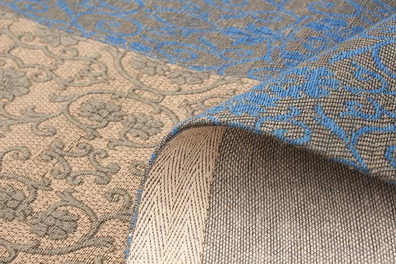 ECARPETGALLERY 6'8" x 9'9" Transitional Collage Handmade Area Rug for Living Room, Dining Room and Bedroom in Blue