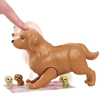 Barbie Doll and Newborn Pups Playset with Dog, 3 Puppies & Accessories, 3 to 7 Year Olds