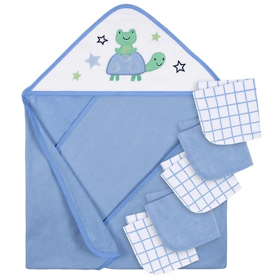 Serviette à capuchon Le choix du parent et 5 débarbouillettes, garçons