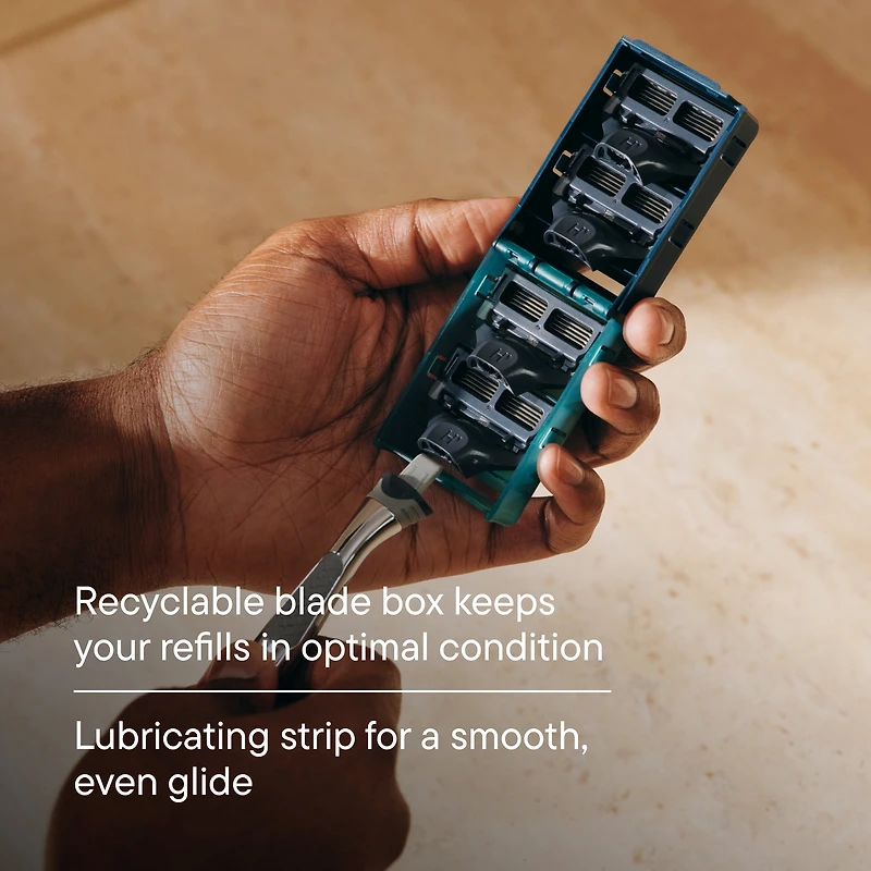 Harry's Original Blades - Men's Razor Refill Pack for Smooth Shaving - Razor Head Replacement - Five Sharp Blades - Flexible Hinge - Moisture Strip - Precision Trimmer - 4 Count