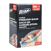 TITAN Sacs de Congélation Grand Format à Double Fermeture, 160 sacs 4 x 40