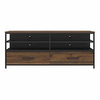 Ameriwood Home Structure TV Stand for TVs up to 60", Sterling Oak Wood Veneer with Black Metal and Black Glass
