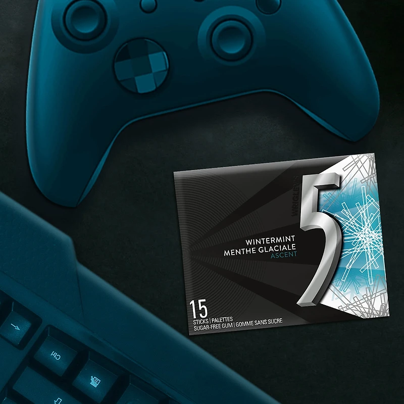 Gomme à mâcher 5 Ascent, menthe glacée, sans sucre, 15 palettes, emballage de 3 3 emballages, 15 palettes