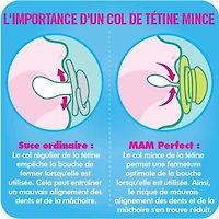 Suces MAM Perfect Night, suces qui brillent dans le noir (emballage de deux), suces MAM 0 à 6 mois, meilleure suce pour les bébés allaités, suce pour bébé fille