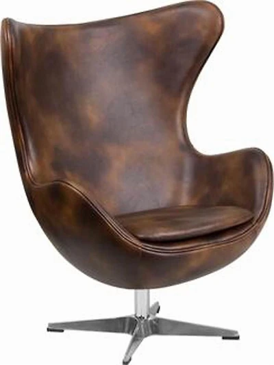 Chaise longue Canadian Egg en similicuir brun brut