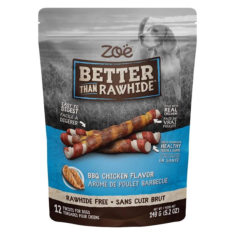 Zoe Better than Rawhide Twists Dog Chews, BBQ Chicken, 148 G