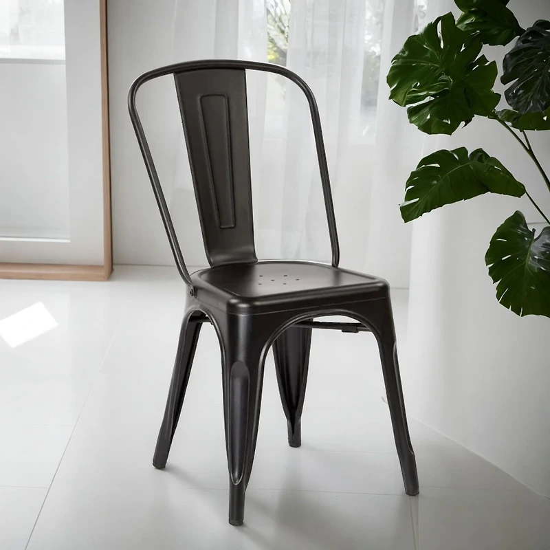 Tolix Armless Chair (Powder-Coated) in Black