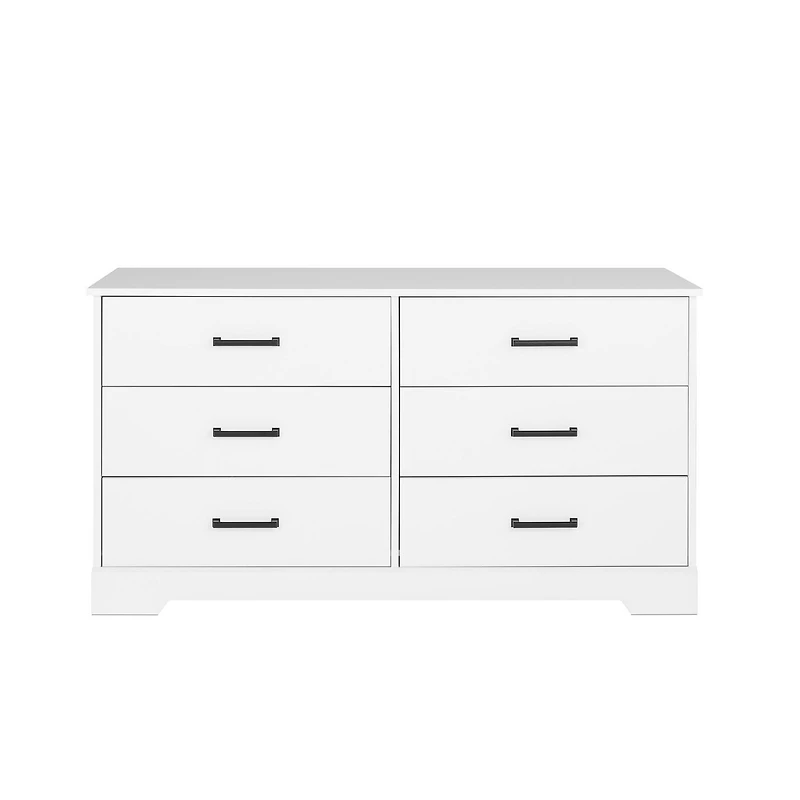 Prepac Rustic Ridge White 6-Drawer Dresser, 18.25"D x 53.25"W x 28.5"H